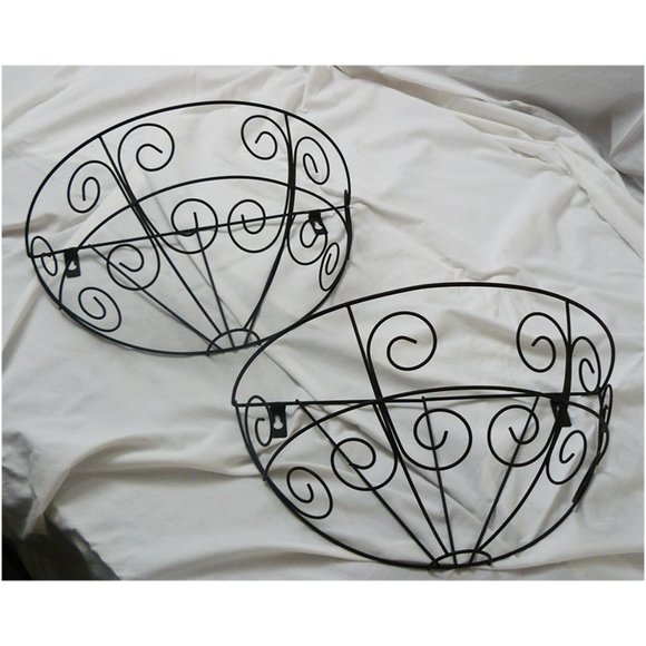 Accents Set Of 2 Black Wire Wall Mount Planter Baskets Metal Wall